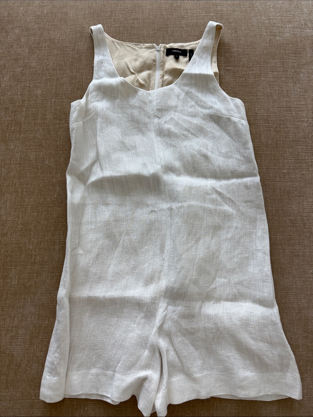 Theory White Linen Romper with Back Zip size S